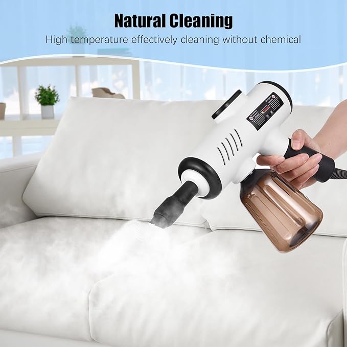 Handheld Steam Cleaner 1500W Portable Steamer for Cleaning with 600ml Removable Tank &amp 7 Accessories - Adjustable 3-Temperature Control Fast Heating &amp Deep Cleaning for Home (US plug)