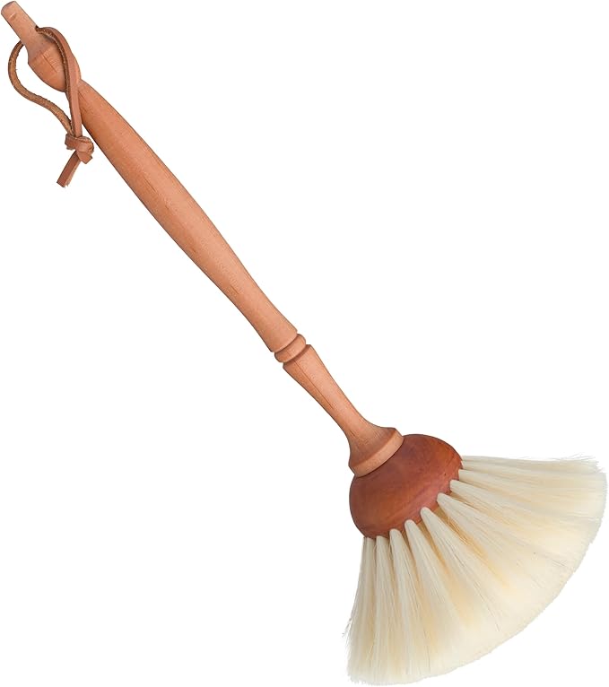 REDECKER Goat Hair Dust Brush with Oiled Pearwood Handle 13-1/2 inches - Natural Bristle Duster Cleans Delicate Surfaces Hanging Loop for Storage - Goat Hair Dusting Brush Made in Germany