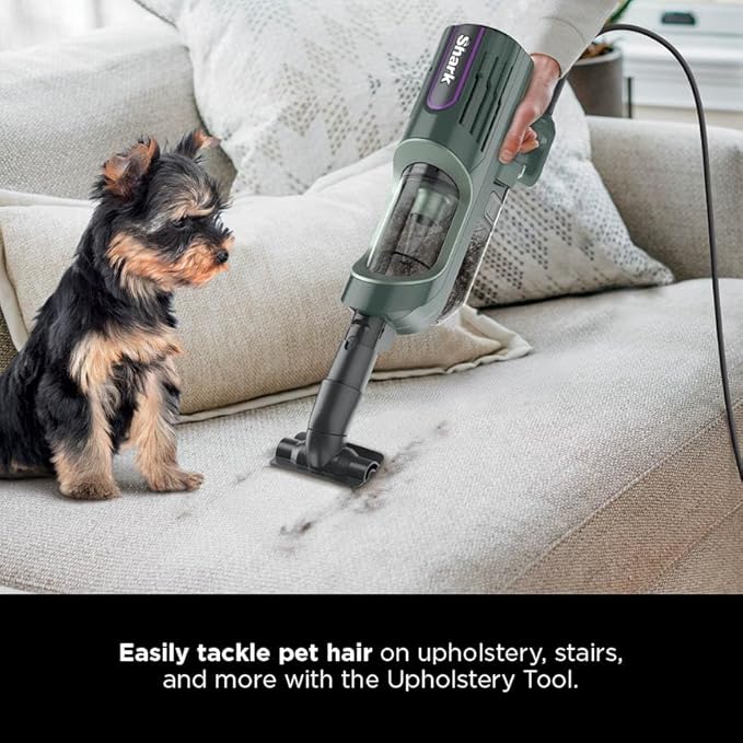 Shark Detect Ultralight Corded Stick Vacuum with Direction Detect and Self-Cleaning Brushroll Powerful Hair Pickup Ultra-Lightweight Crevice &amp Upholstery Tool Included Evergreen HZ752