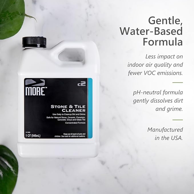 MORE - Stone &amp Tile Cleaner - Grout &amp Floor Cleaner for Natural Stone Marble Concrete Ceramic &amp Porcelain - Water-Based Grout Cleaner for Tile Floors - Concentrated Formula - pH Neutra