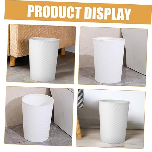 Alipis Practical Trash Can Medium Open Top Wastebasket for Bathroom Office Kitchen and Home Use Versatile Garbage Container White