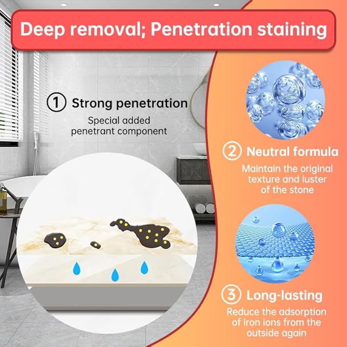 500ml Rust Stain Remover Neutral Metal Cleaner Marble Rust Remover - Powerful and Effective in Removing Rust and Stains From Marble Granite Tile and Metal (500 Milliliters)