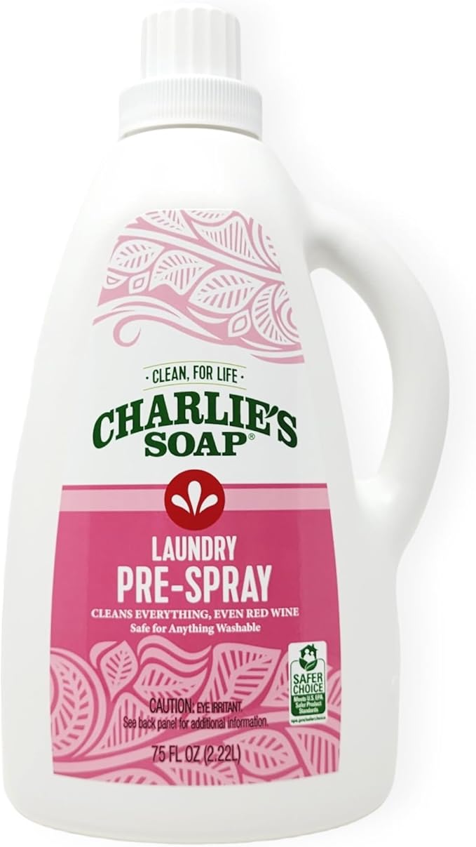 Charlie’s Soap Laundry Pre-Spray Stain Remover Refill (75.0 fl oz) Natural Laundry Pretreat and Stain Remover (One 75oz Refill)