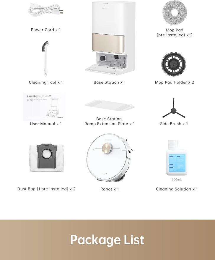 DREAME L10s Pro Ultra Heat Robot Vacuum and Mop Combo Mop Extend 7000Pa Suction Auto Robot Care and Maintenance 136°F Hot Water Mop Self-Cleaning Obstacle Avoidance Ideal for Hair Carpets