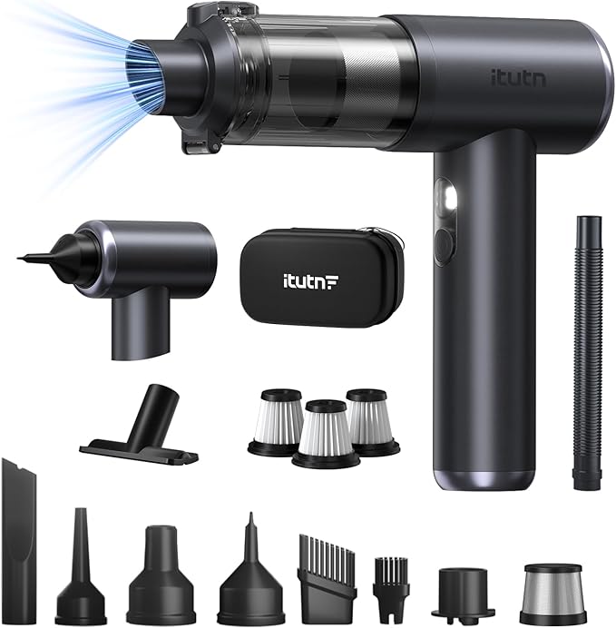 Mini Car Vacuum Portable Cordless 20000PA Powerful Suction7800mAhHigh Power LED Light Dual Filter Car Vacuum Cleaner &amp Air Duster for Home Desk PC Keyboard