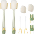 5-in-1 Bottle Cleaning Brush Set Multifunctional Household Cleaning Kit with Long Flexible Scrubberfor Narrow Mugs Stainless Steel Cups Baby Bottles and Tumbler (Green 2 pcs)