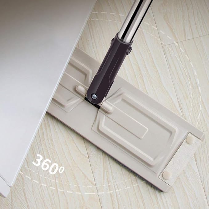 Microfiber Flat MopAluminum Plate Stainless Steel Handle with Extension Scraper Reusable Mop Pads