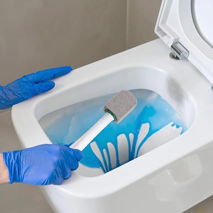 Long Handle Toilet Pumice Stone Cleaner 10 Scrubbing Heads Rust And Hard Water Stain Remover Scratch-Free Cleaning Solution
