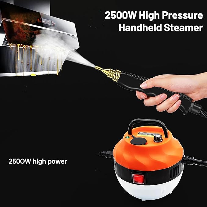 2500W Steam Cleaner High Pressure Steamer for CleaningHandheld Steam Cleaner for Home UseHardwood Floor Steam Cleaner for TileKitchenUpholsteryKitchenBathroomGrout Cleaner Orange