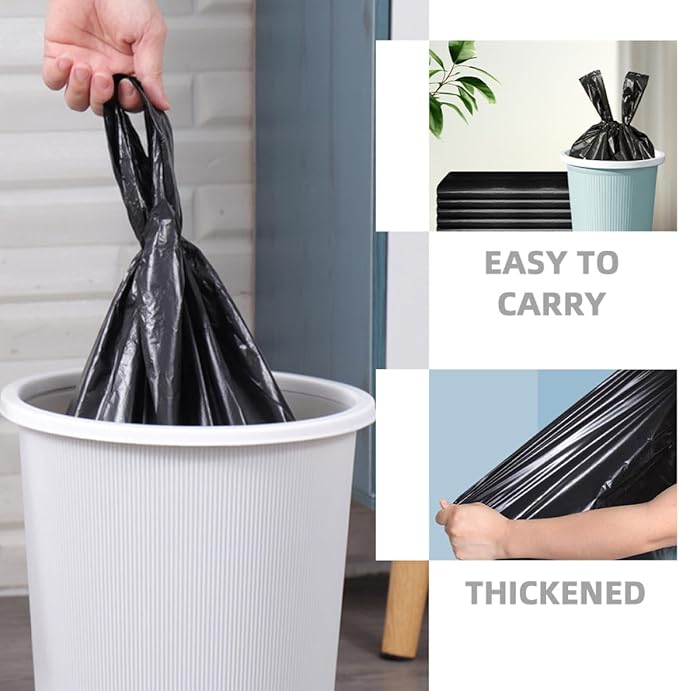 5 X 31cm Black Plastic Trash Bags 200pcs Thickened Garbage Bags for Kitchen Bathroom Bedroom Household Use