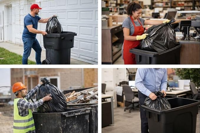 Heavy Duty 55 Gallon Black Trash Bags 2 Mil Thick Commercial Garbage Bags (23x19x47) Tear &amp Puncture Resistant Kitchen Restaurant Hotel &amp Janitorial Bags – 100 Count