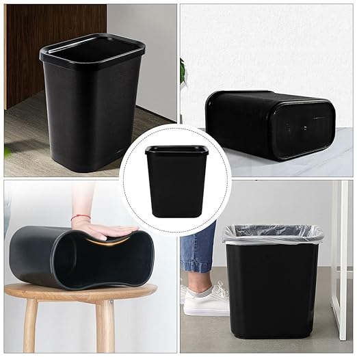 PRETYZOOM Small Plastic Trash can - 2 Gallon Trash can Space-Efficient Slim Garbage Bin Matte Black for Office Bedroom Kitchen Bathroom