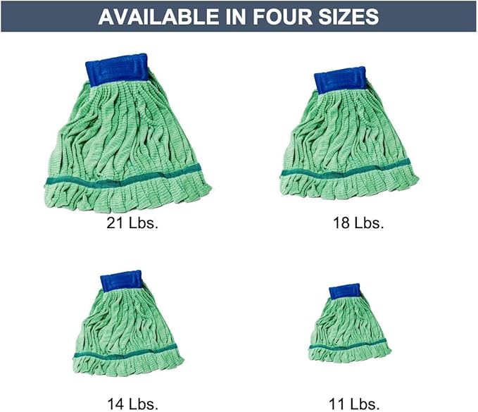 Arkwright Microfiber Tube Mop Head Replacement - Heavy Duty Lint Free Super Absorbent &amp Bleach-Safe Janitorial Essential for Commercial &amp Industrial Floor Cleaning 18 oz Green