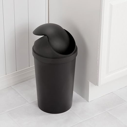 Sterilite 6 Pack SwingTop Wastebasket Round Trash Can w/Swing Top Lid 3 Gallon Black