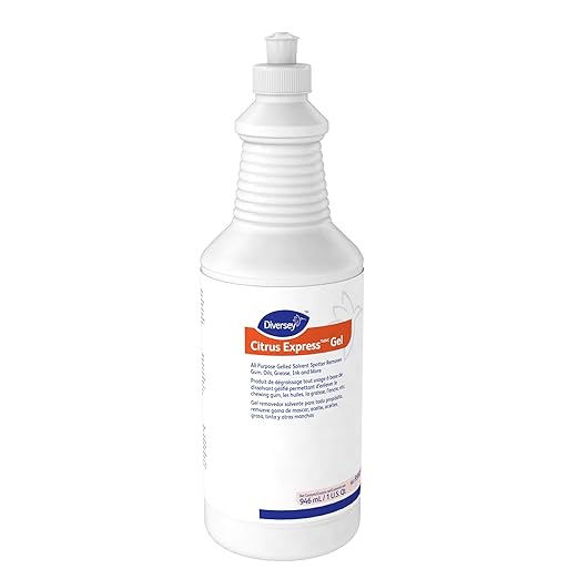 Diversey 95002523 Citrus Express Gel All Purpose Gel Solvent Spotter Removes Gum Oils Ink Grease from Carpet &amp Hard Surfaces Citrus Scent 32-Ounce