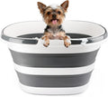 28L Large Collapsible Mop Bucket with Handle for Cleaning Silicone Portable Pet Bathtub for Puppy Small Dogs Cats Foldable Laundry Basket Hamper Clothes Storage Bin Space Saving Design for RV