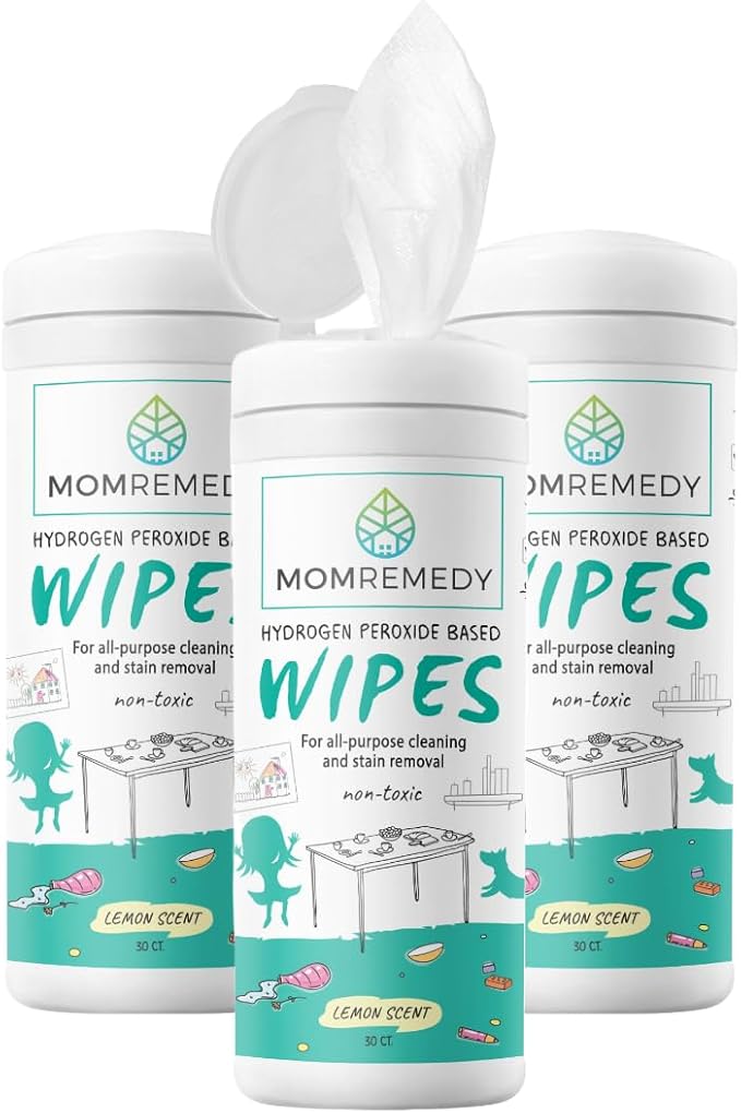 MOMREMEDY Hydrogen Peroxide Cleaning Wipes | All Purpose Cleaner and Stain Remover | Multipurpose for Kitchen Bathroom All Surfaces