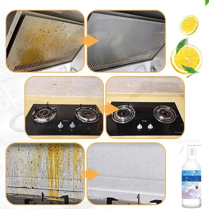 LINGYUE Multi-Effect Degreasing &amp Stain Removal Agent Heavy Duty Degreaser Spray for Kitchen Oil Remover 300ml Plant-Based All-Purpose Cleaner for Oven Stove &amp Range Hood (1PCS)