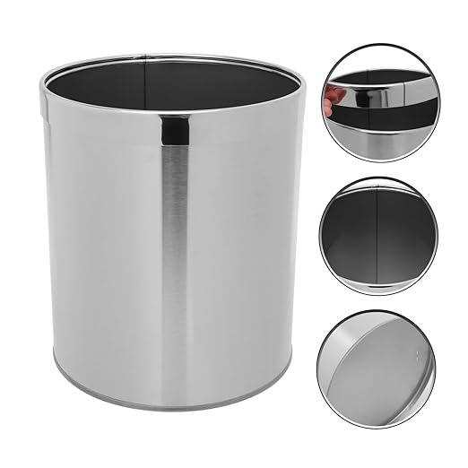 Ciieeo Stainless Steel Round Trash Can for Kitchen Bathroom and Home Organization Compact Wastebasket with Opening for Easy Disposal