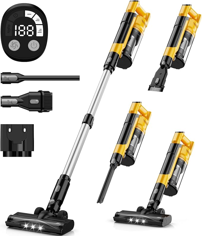 350W Cordless Vacuum Cleaner for Dewalt 20v Battery 35kPa Brushless Lightweight Stick Vacuum with 3 Mode Suction 6 in 1 Stick Vacuum Cleaner with HEPA for Floor Carpet Car (Battery Not Included)