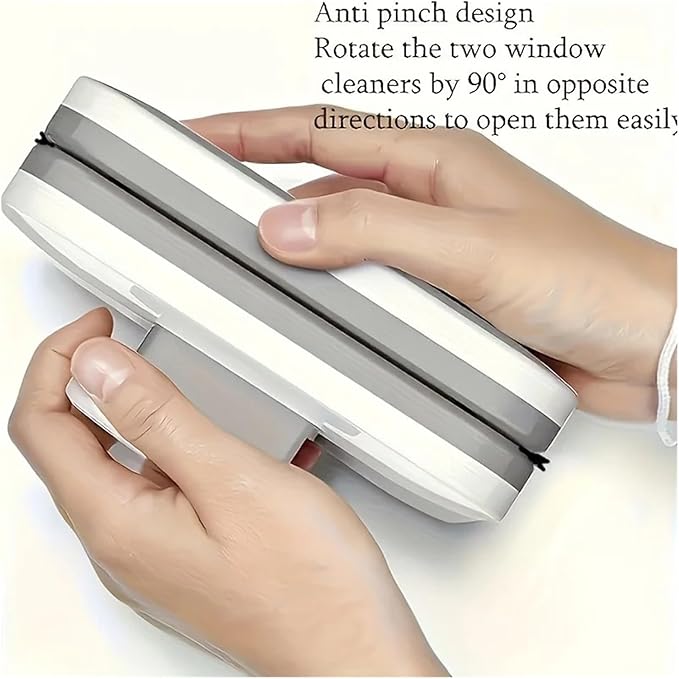 1PC Double-sided Magnetic Window Cleaning Brush Anti-pinch Design With Safety Rope Suitable For 3-10mm Thickness