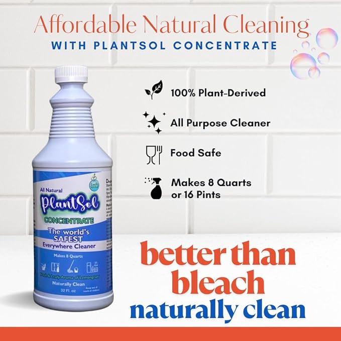 Plantsol 8X All Purpose Cleaner Concentrate Light Citrus 32oz Makes 8 Quarts All-Natural Plant-Based Multi-Surface Refill Eco-Friendly &amp Non-Toxic