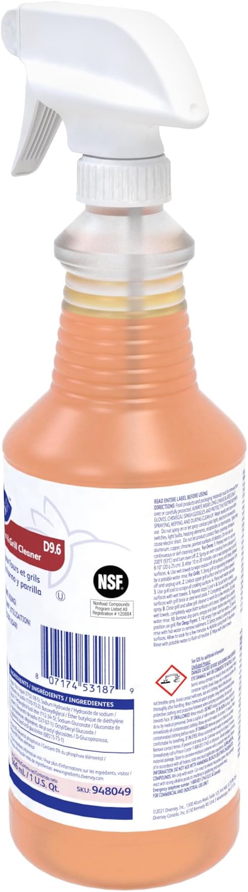 Diversey 948049 SUMA Oven and Grill Cleaner Heavy Duty Removes Baked on Grease and Carbon Buildup Capped Ready-to-Use Gel 32-Ounce
