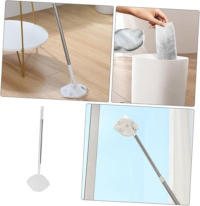 Electrostatic Dust Mop with Handle and Dry Mop Pads for Hardwood and Tile with Facial Cleansing Cloth Pack