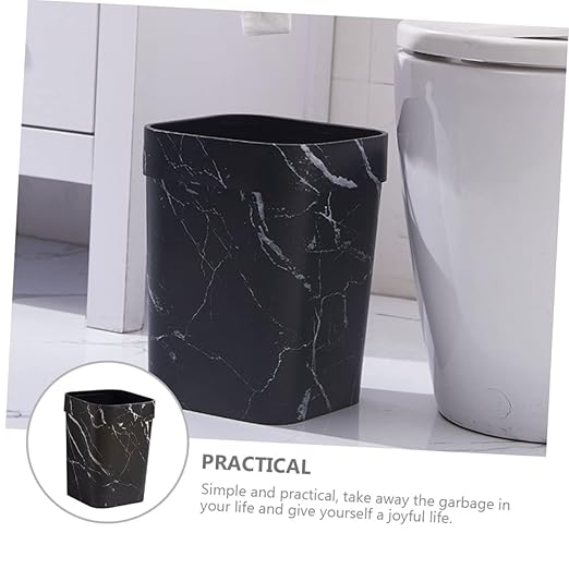 IMIKEYA Marble Small Square Trash Can Lidless Wastebasket with Non Slip Thick Base Compact Bathroom Garbage Container for Home Hotel Ktv Versatile Industrial Style