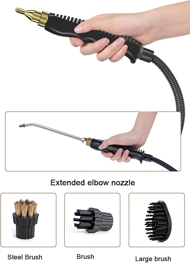 Handheld Electric Steam Cleaning Machine 1600W High Temperature Pressurized Steam Cleaner 1000ml Portable Cleaning Steamer for Kitchen Hood Bathroom Wall Kitchenware Cooker Top ( Color : Silver )