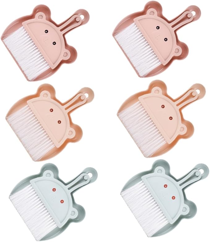6 Sets Portable Mini Dustpan and Brush with Soft Bristles Compact Small Whisk Broom for Keyboard and Desk Cleaning Lightweight Construction Home and Office Desktop Cleaner