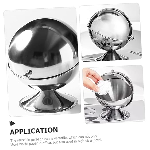 VALICLUD Stainless Steel Mini Desk Trash Can with Lid Reusable Wastebasket for Office Bedroom Kitchen Household Garbage Bin for Small Trash Storage