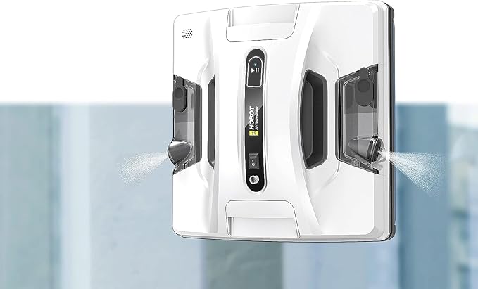 HOBOT-2S Window Cleaning Automatic Robot with Ultrasonic Water Spray Intelligent Cleaning AI Smart Route Plan Dual Replaceable Water Tanks and Control via Smartphone or Remote