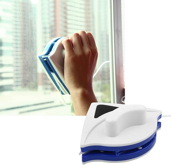 EVTSCAN Double-Side Magnetic Glass Wiper Window Cleaner Magnetic Glass Cleaning Tool Brush for Single Glazed Window Thickness 0.12-0.3 (3-8mm)