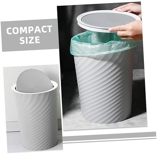 Zerodeko Creative Plastic Trash Can with Swing Lid 10L Household Waste Basket for Bathroom Office Bedroom Anti-Fingerprint Finish Easy to Use Garbage Bin