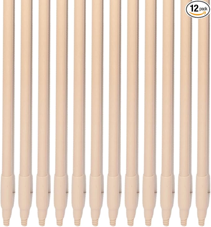 SPARTA Fiberglass Broomstick Replacement Broom Handle with Acme Threaded Tip for Industrial Cleaning Tools Fiberglass 60 Inches Tan (Pack of 12)