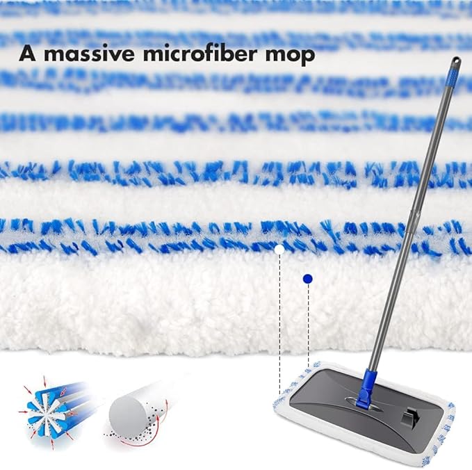 Masthome 36 Commercial Mop with 3 Microfiber Pads &amp Extra Large Microfiber Mop for Floor Cleaning with 5 Pad 1 Cleaning Scraper Included - Home &amp Office Suitable