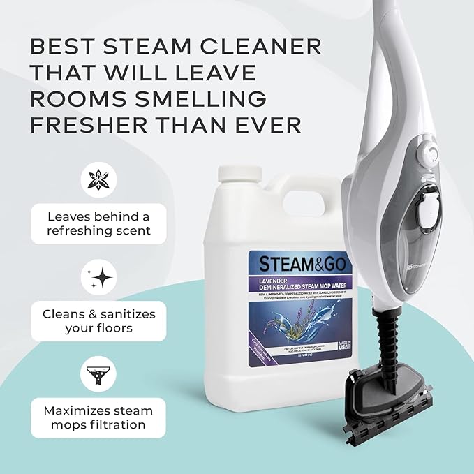 Steam &amp Go - The Housekeeper Steam Cleaner For Floors &amp Demineralized Water Bundle 10-in-1 Hard Floor Cleaner Machine 32 oz Lavender Scent