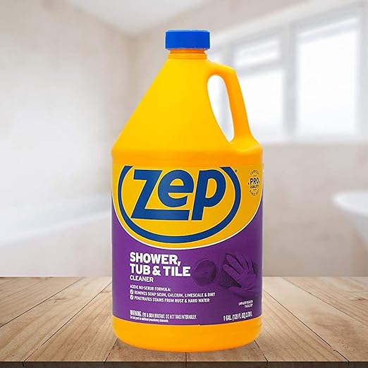 Zep Shower Tub and Tile Cleaner 1 Gallon ZUSTT128 (Case of 2) - No Scrub Pro Formula Breaks up Tough Buildup on Contact