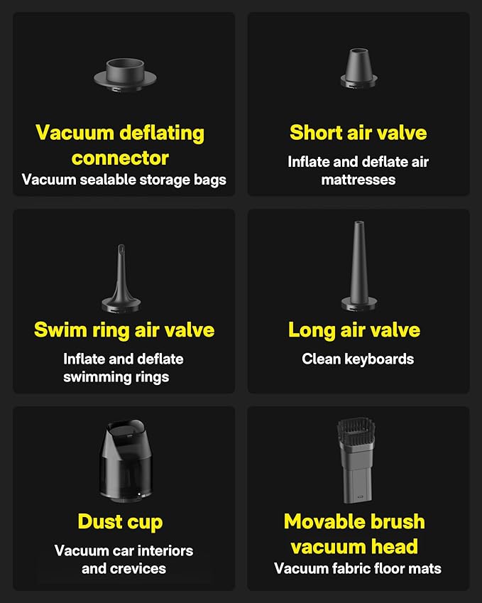 HOTO Handheld Vacuum Cleaner Cordless Desk Vacuum Cleaner Compressed Electric Air Duster 15000Pa Suction 4-in-1 Portable Vortex Vacuum Dust Buster Air Blower for Computer Keyboard Coffee Grounds