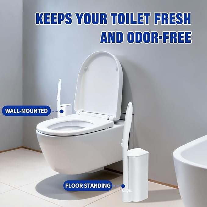 Disposable Toilet Brush and Holder Set with 50 PCS Toilet Wand refills for Clorox Wall Mounted Disposable T-oilet Bowl Wand Kit for Bathroom Sink &amp Bathtub Touchless T-oilet Cleaning System
