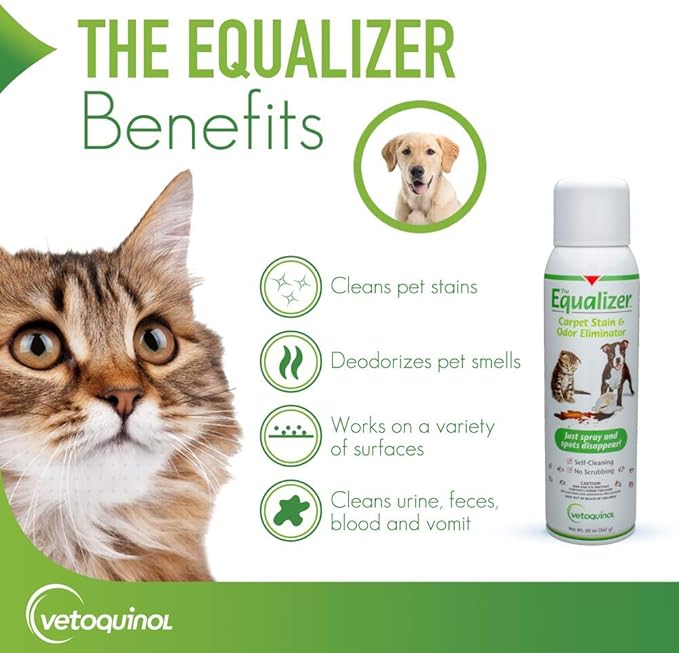 Vetoquinol Equalizer Pet Carpet Cleaner Stain Remover &amp Odor Eliminator Carpet Spot Cleaner 20oz