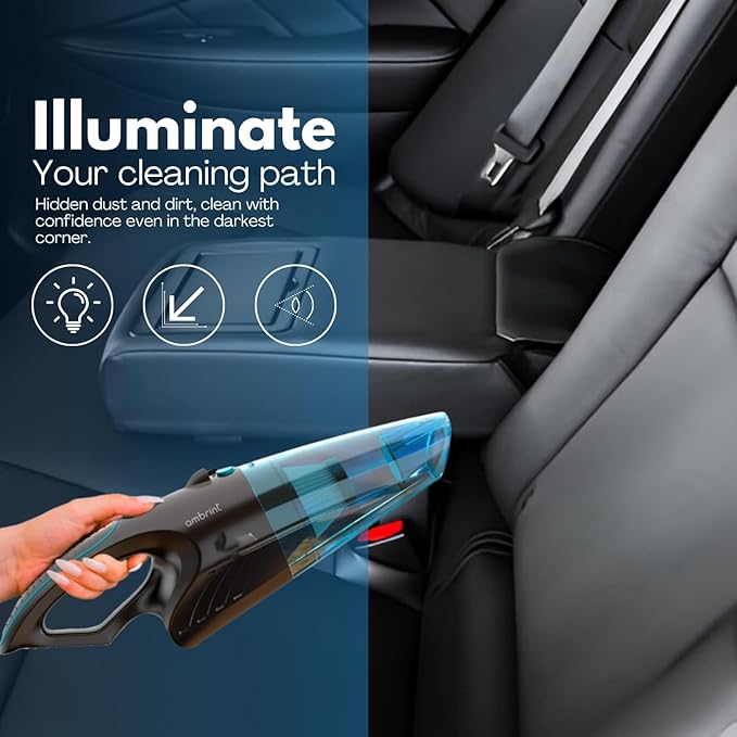Handheld Vacuum Cordless Rechargeable – 13000PA Powerful Car Vacuum with Best Suction Lightweight Mini Cleaner for Home/Office High-Power Dust Busters for Pet Hair USB Charging &amp LED Light