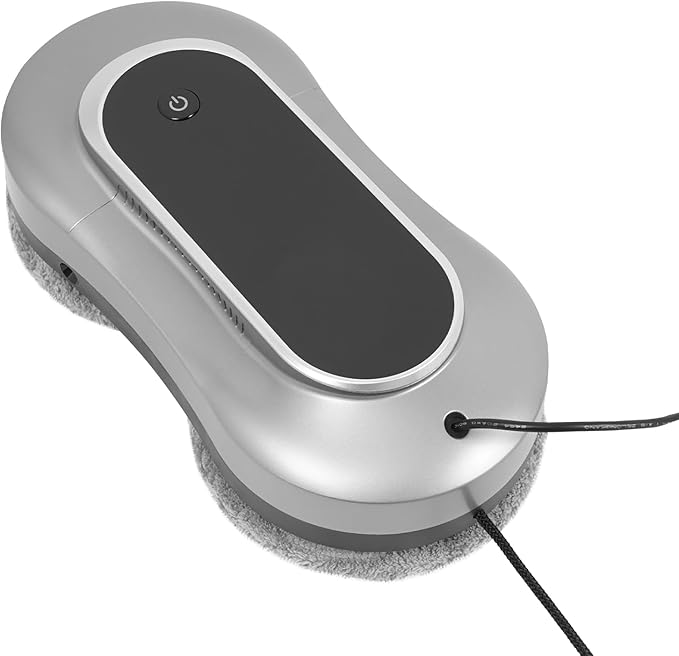 Window Cleaner RobotFour-way Dual Spray Nozzles Smart Glass Cleaning Robot with 10 RagsSmart NavigationRemote Control 3200pa Strong Suction Window Cleaning Robot for Smooth Surfaces (Silver Gray)