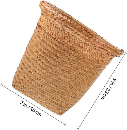 1pc Straw Woven Wastebasket Design for Home to Clean Versatile Use Living Room Bedroom Kitchen