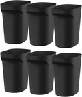 IRIS USA Small Trash Can Wastebasket with Handle 6 Gallon / 24 Quart 6-Pack for Bathroom Office Bedroom Under Sink Kitchen Garbage - Black