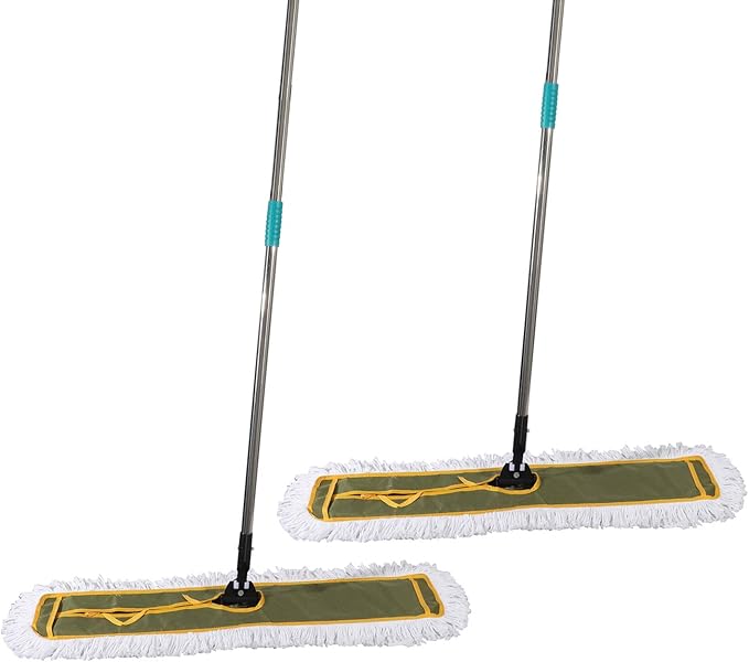 OFO 36inch Industrial Commercial Dust Mop 2 Sets //Heavy Duty Dust Mop // 63inch Length Stainless Steel Handle //Easily Clean Large Area FactoryShopping MallGarage