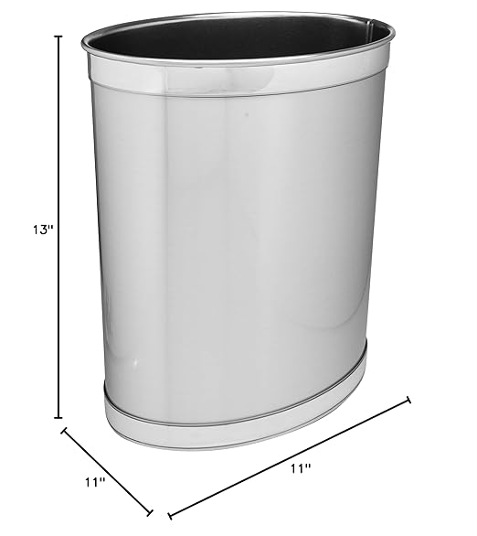 Stephanie Imports Made in USA 5-Gallon Sleek and Stylish Vinyl Mylar Waste Basket (13 X 11) (Metallic Silver)