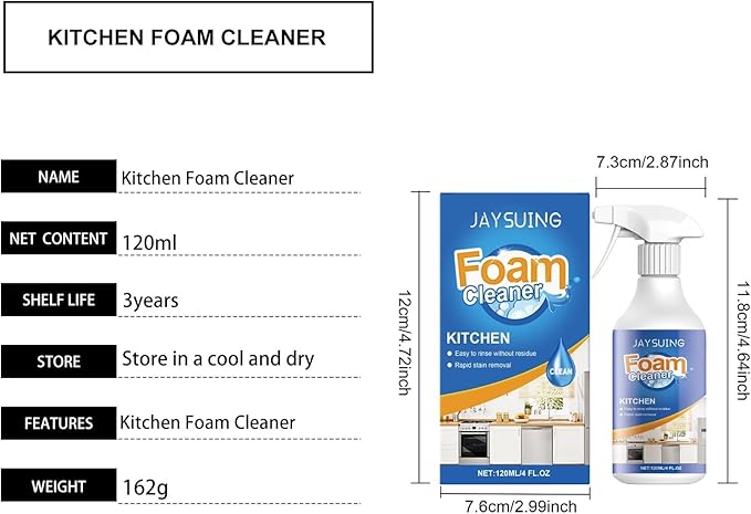 Kitchen Grease Foam Cleaner Powerful Stain Remover For Stoves &amp Cookware Deep Cleaning Spray(2PCS)