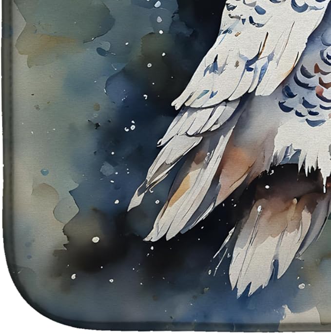 Caroline's Treasures DAC3266DDM Snowy Owl Dish Drying Mat Absorbent Dish Drying Mat Pad for Kitchen Counter Dish Drainer Mat for Countertop 14 x 21 Multicolor
